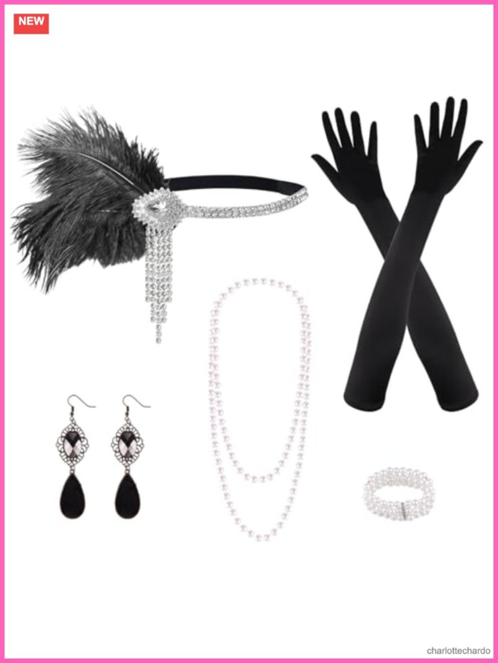 PLULON 1920s Flapper Gatsby Accessories Set 8-Piece Costume Accessory Kit